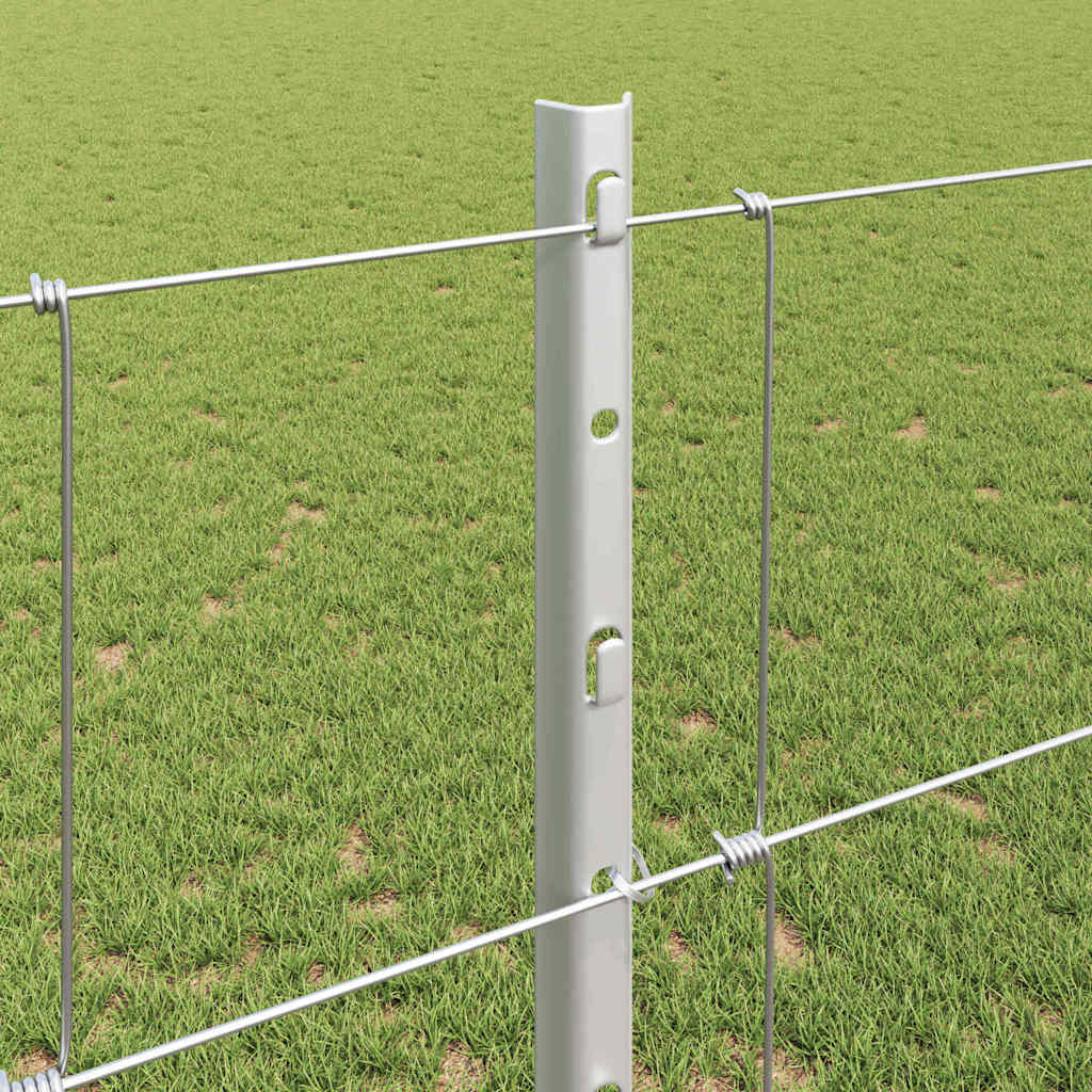 Kültéri vadkerítés oszloppal 25 x 1,2 m Horganyzott Acél Ezüst