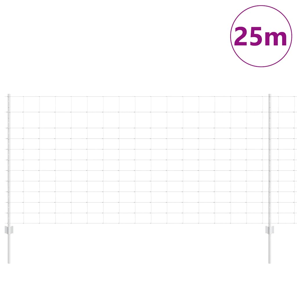 Kültéri vadkerítés oszloppal 25 x 1,2 m Horganyzott Acél Ezüst