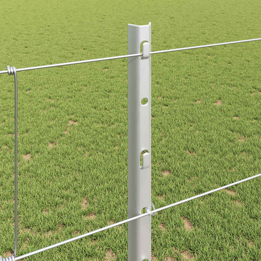 Kültéri vadkerítés oszloppal 25 x 1,2 m Horganyzott Acél Ezüst