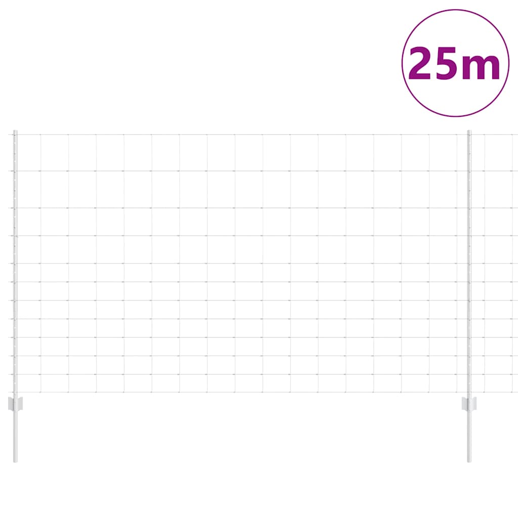 Kültéri vadkerítés oszloppal 25 x 1,4 m Horganyzott Acél Ezüst