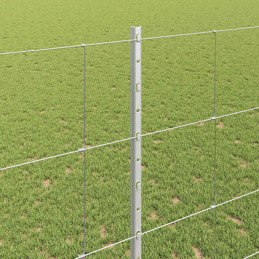 Kültéri vadkerítés oszloppal 25 x 1,4 m Horganyzott Acél Ezüst