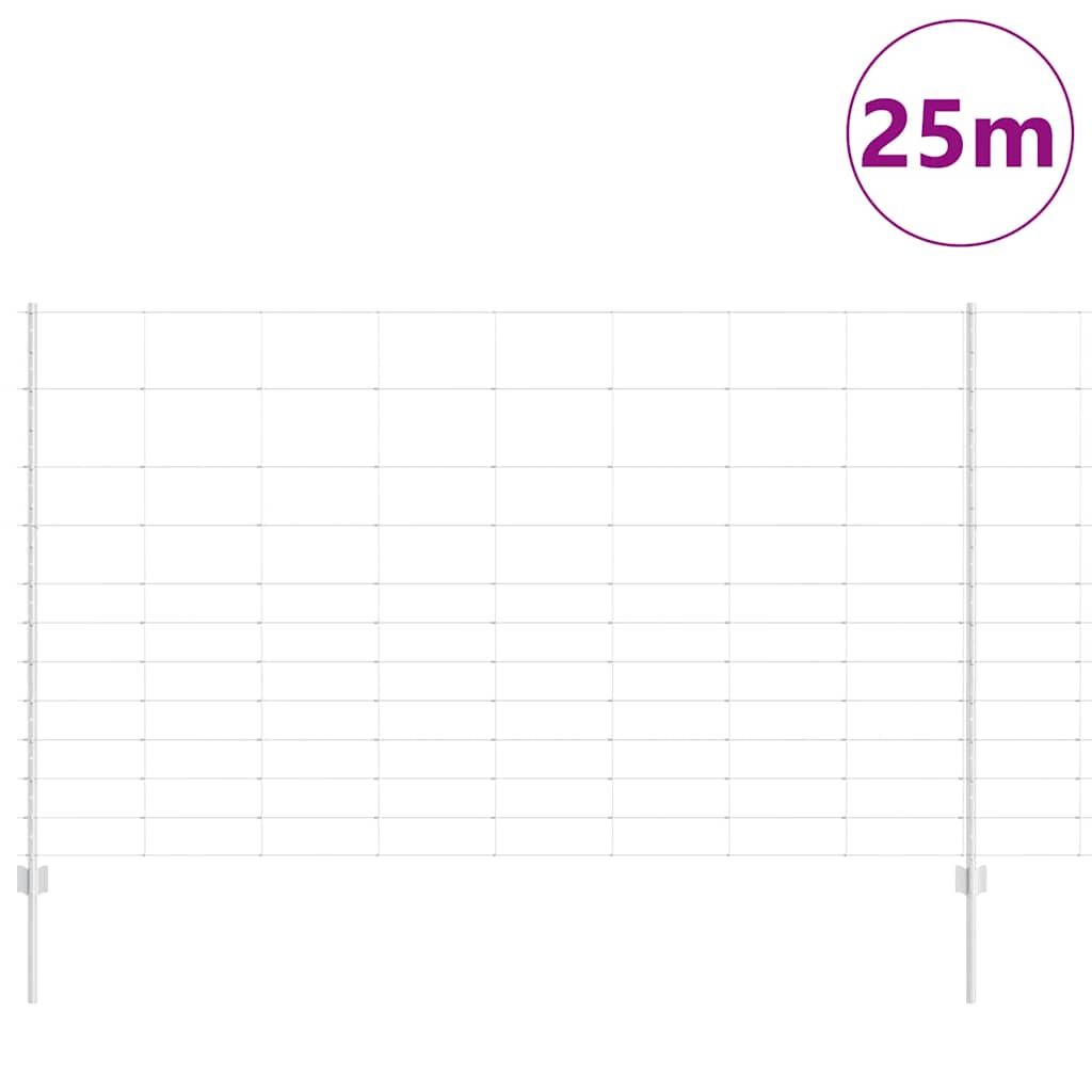 Kültéri vadkerítés oszloppal 25 x 1,4 m Horganyzott Acél Ezüst