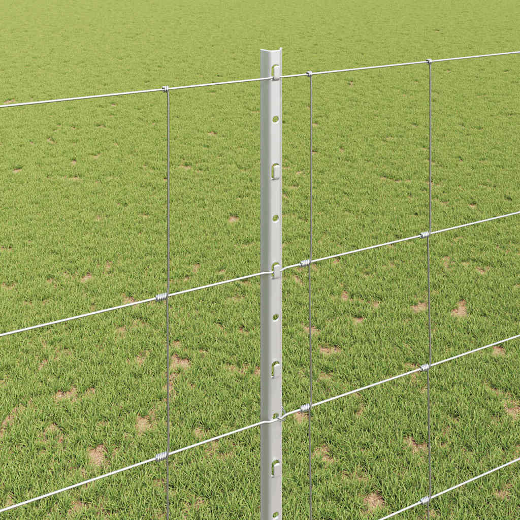 Kültéri vadkerítés oszloppal 25 x 1,6 m Horganyzott Acél Ezüst