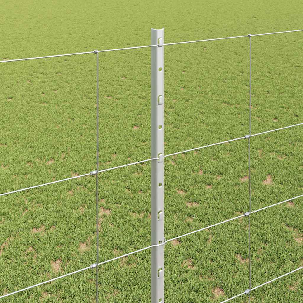 Kültéri vadkerítés oszloppal 25 x 1,6 m Horganyzott Acél Ezüst