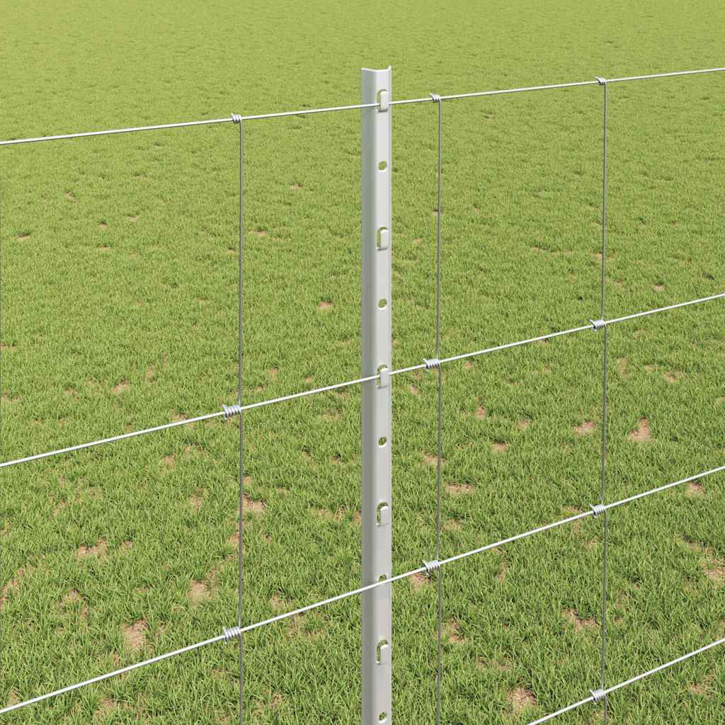 Kültéri vadkerítés oszloppal 25 x 1,6 m Horganyzott Acél Ezüst