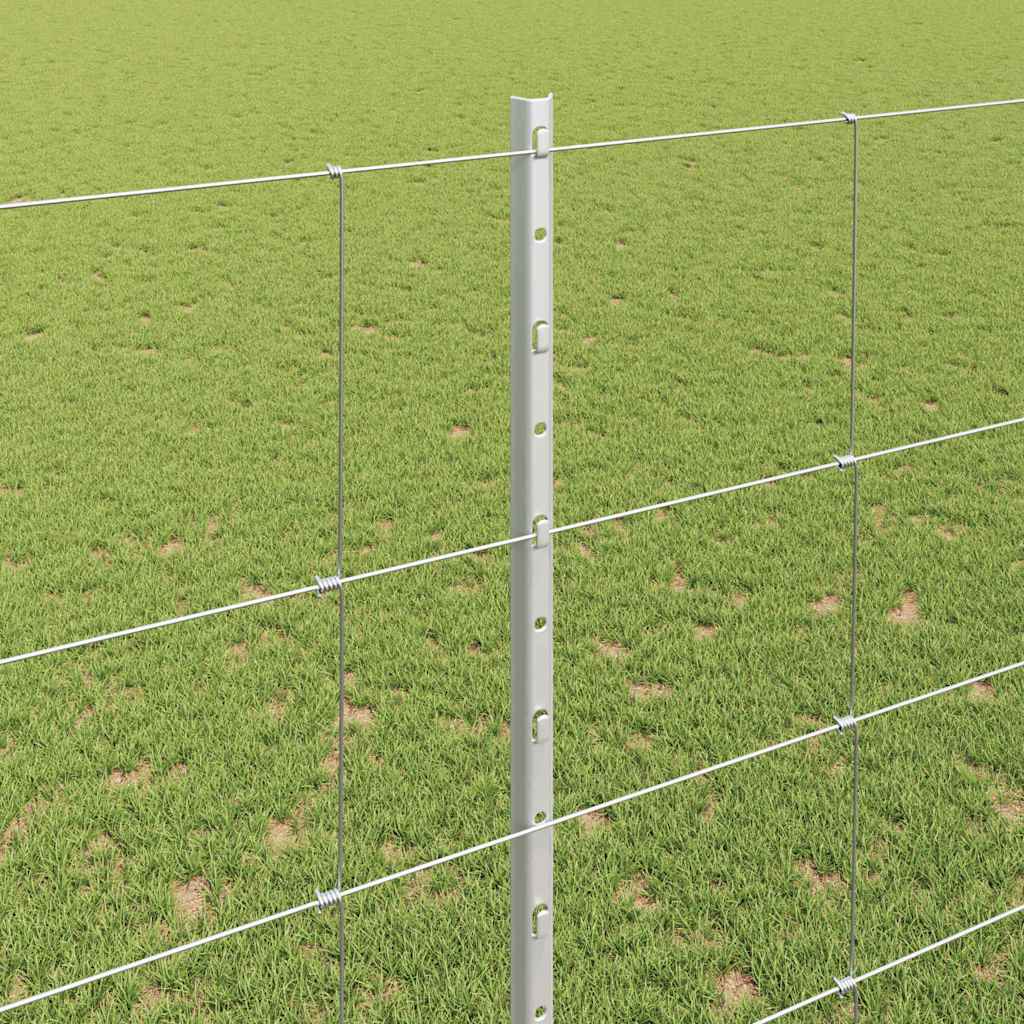Kültéri vadkerítés oszloppal 25 x 1,6 m Horganyzott Acél Ezüst