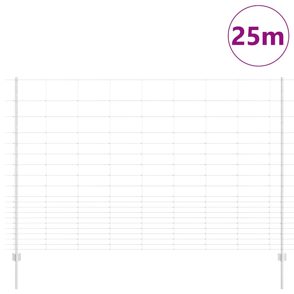 Kültéri vadkerítés oszloppal 25 x 1,6 m Horganyzott Acél Ezüst