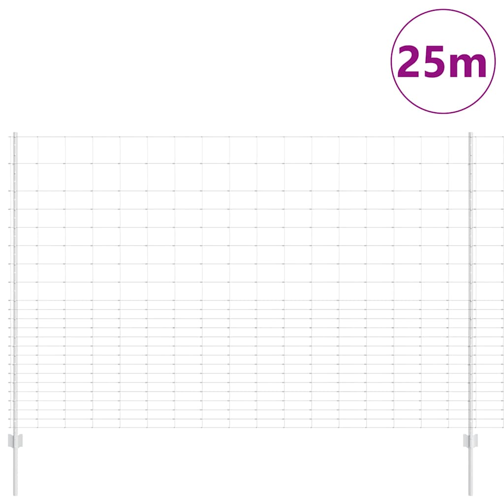 Kültéri vadkerítés oszloppal 25 x 1,6 m Horganyzott Acél Ezüst