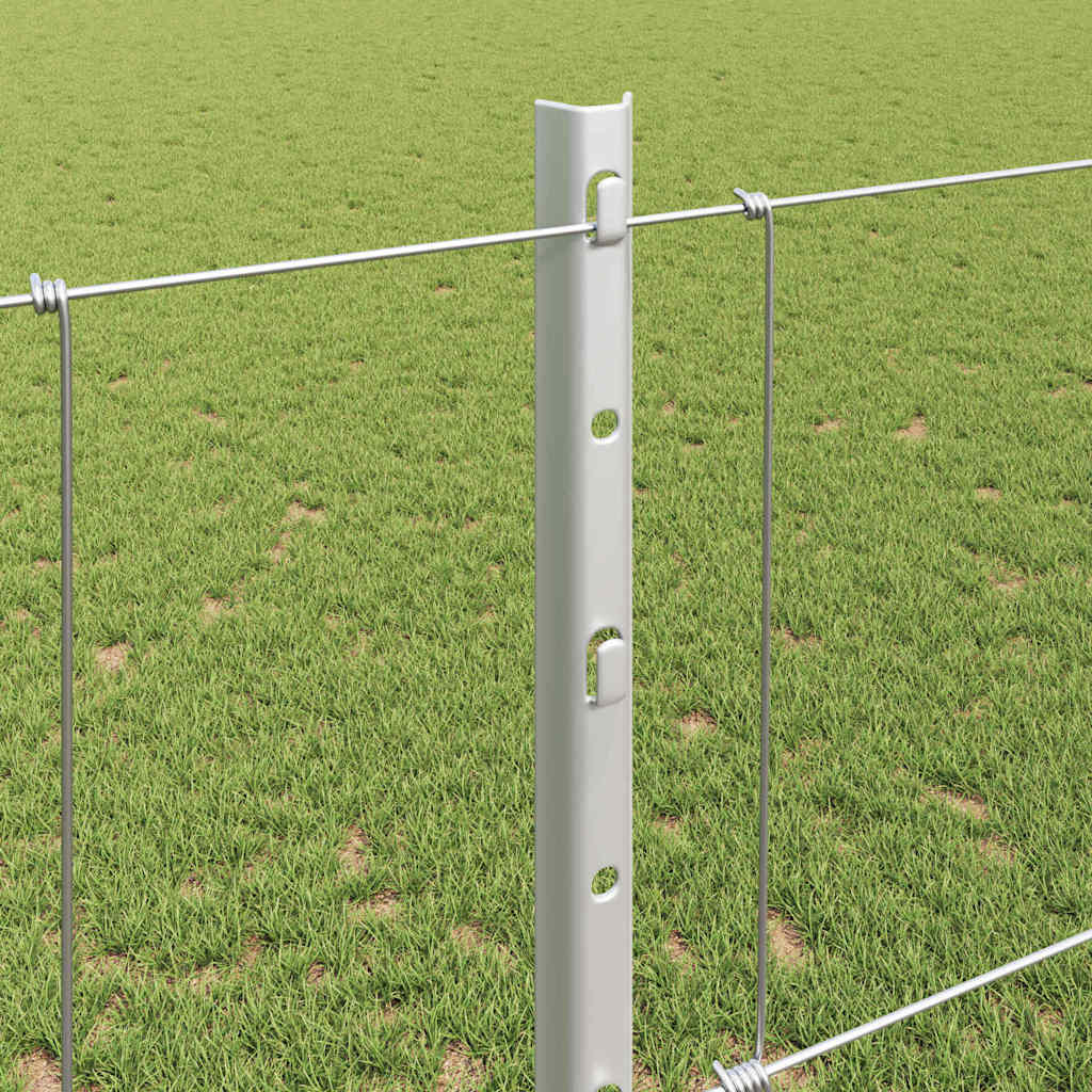 Kültéri vadkerítés oszloppal 50 x 1,2 m Horganyzott Acél Ezüst