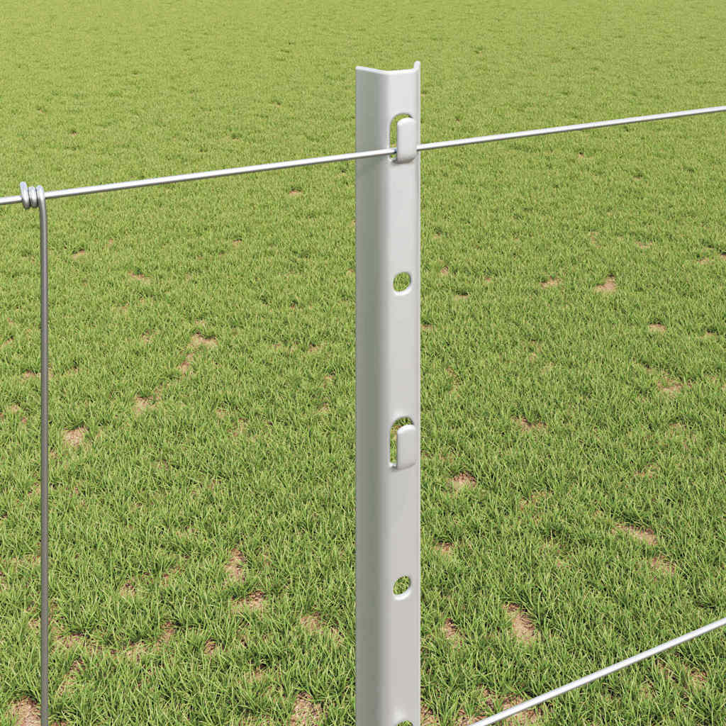 Kültéri vadkerítés oszloppal 50 x 1,2 m Horganyzott Acél Ezüst