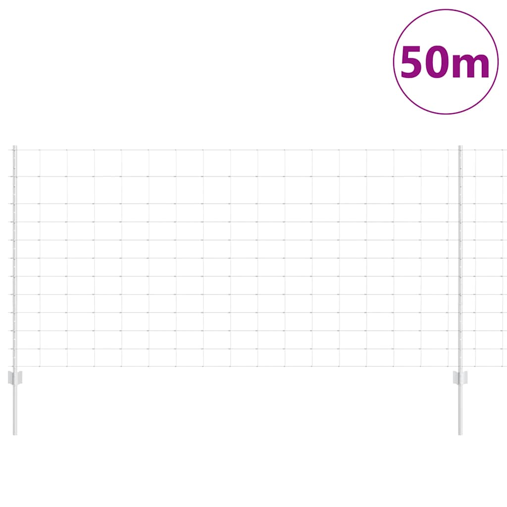 Kültéri vadkerítés oszloppal 50 x 1,2 m Horganyzott Acél Ezüst