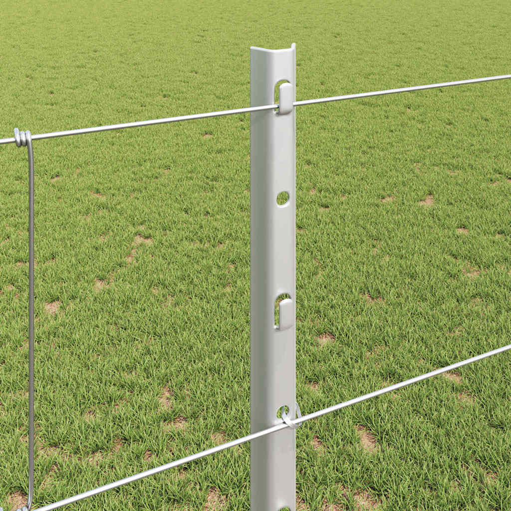 Kültéri vadkerítés oszloppal 50 x 1,2 m Horganyzott Acél Ezüst