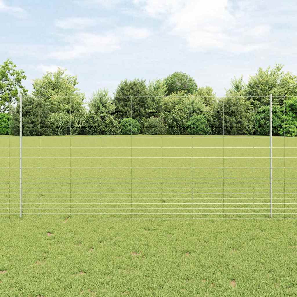 Kültéri vadkerítés oszloppal 50 x 1,2 m Horganyzott Acél Ezüst