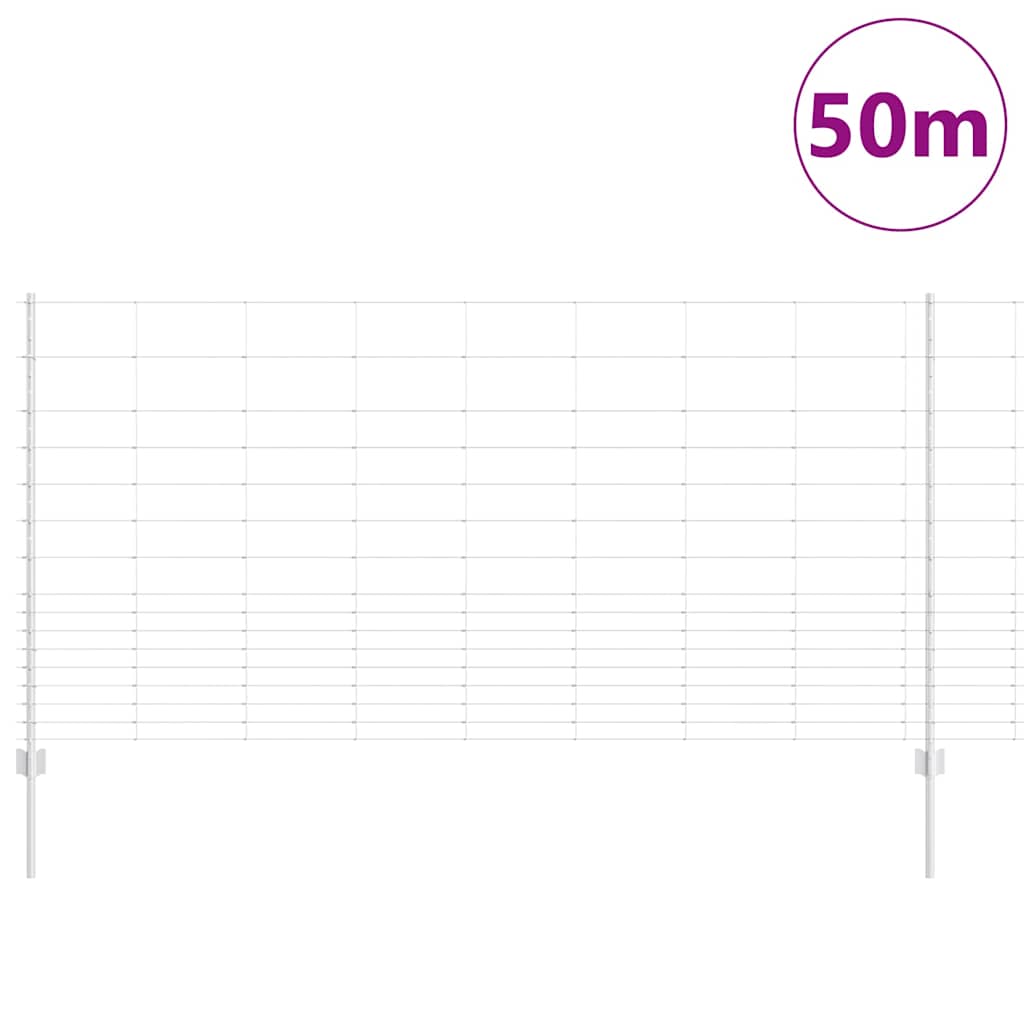 Kültéri vadkerítés oszloppal 50 x 1,2 m Horganyzott Acél Ezüst