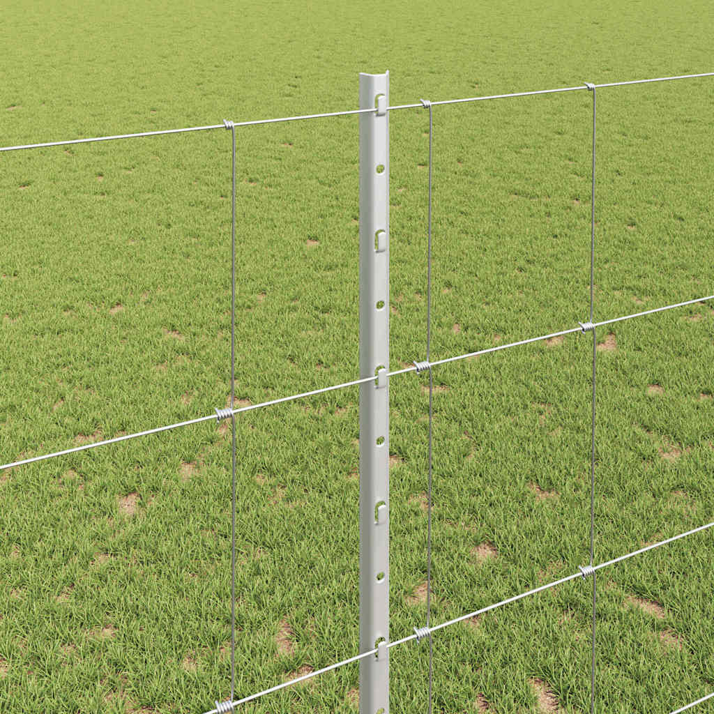 Kültéri vadkerítés oszloppal 50 x 1,4 m Horganyzott Acél Ezüst