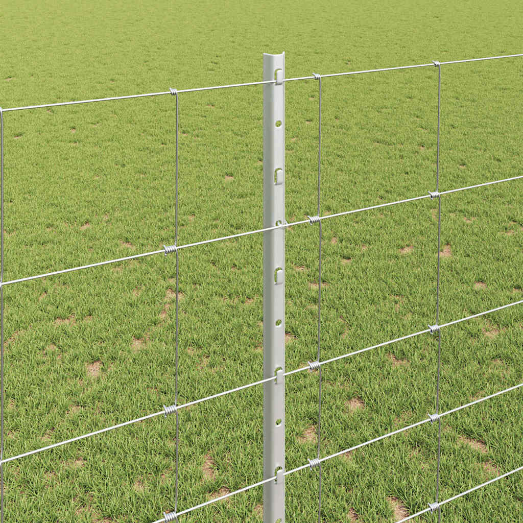 Kültéri vadkerítés oszloppal 50 x 1,4 m Horganyzott Acél Ezüst