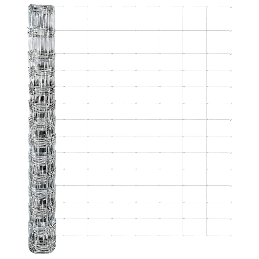 Kültéri vadkerítés oszloppal 50 x 1,4 m Horganyzott Acél Ezüst