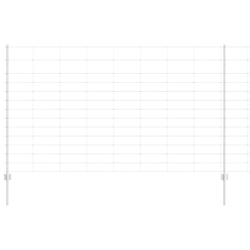 Kültéri vadkerítés oszloppal 50 x 1,4 m Horganyzott Acél Ezüst