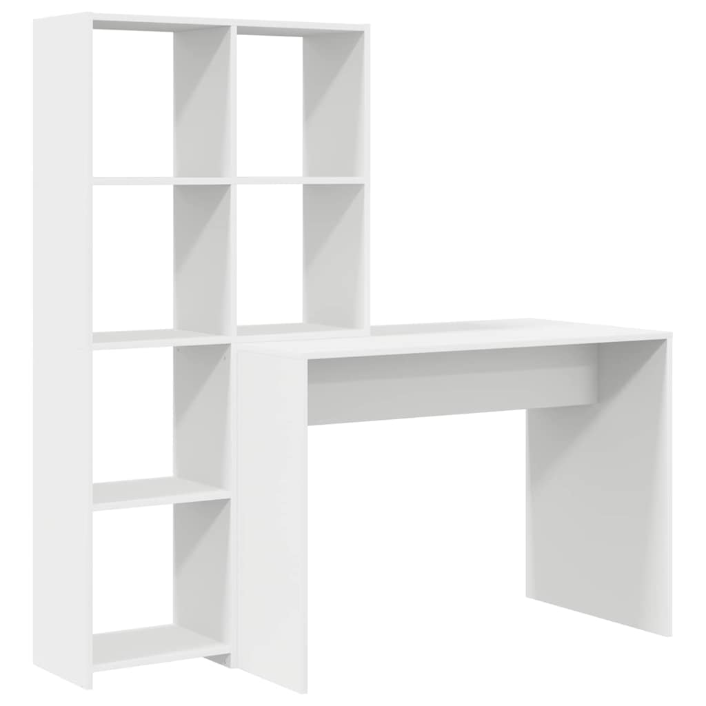 Asztal polcokkal tárolóval Fehér 138,5 x 55 x 143 cm Szerelt Fa