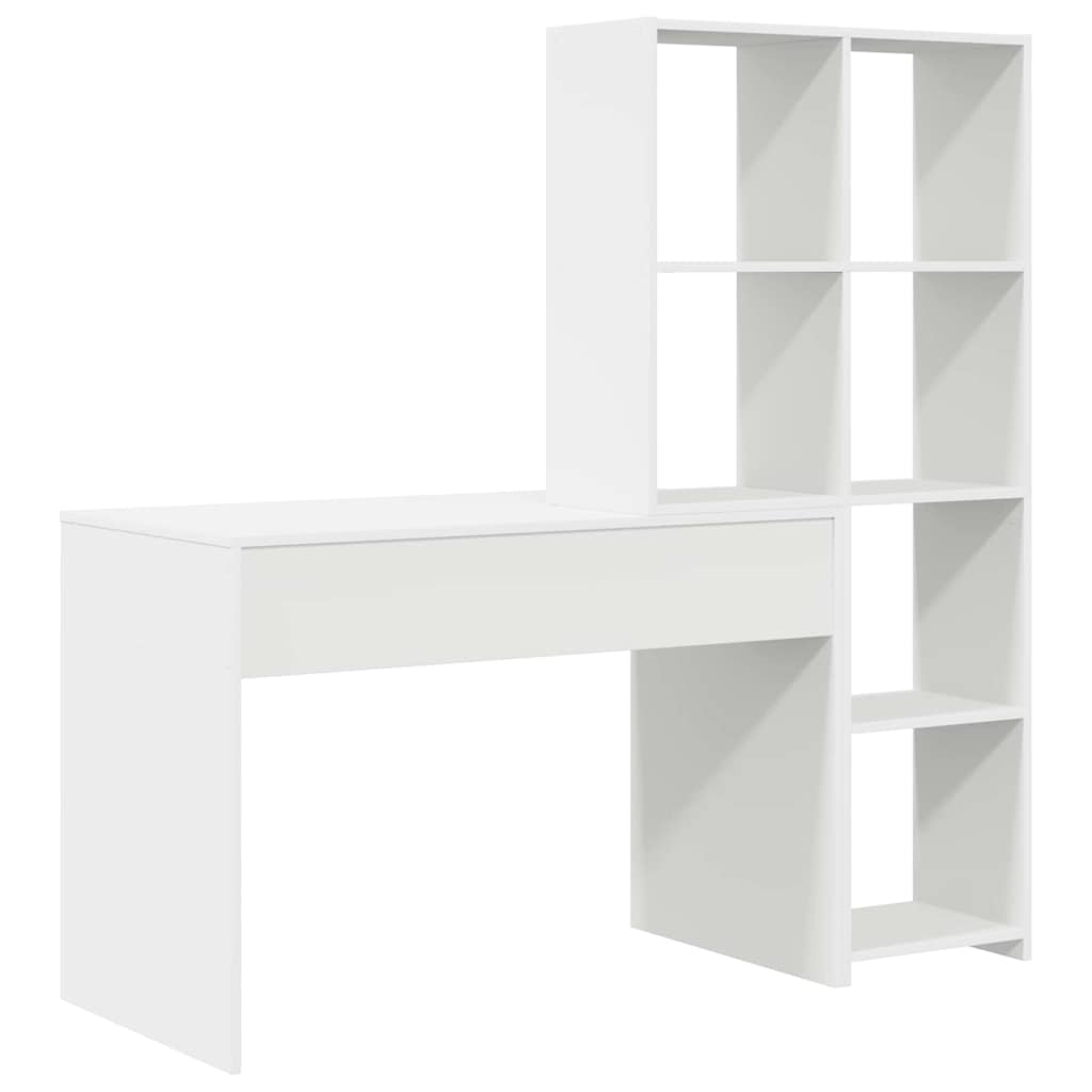 Asztal polcokkal tárolóval Fehér 138,5 x 55 x 143 cm Szerelt Fa