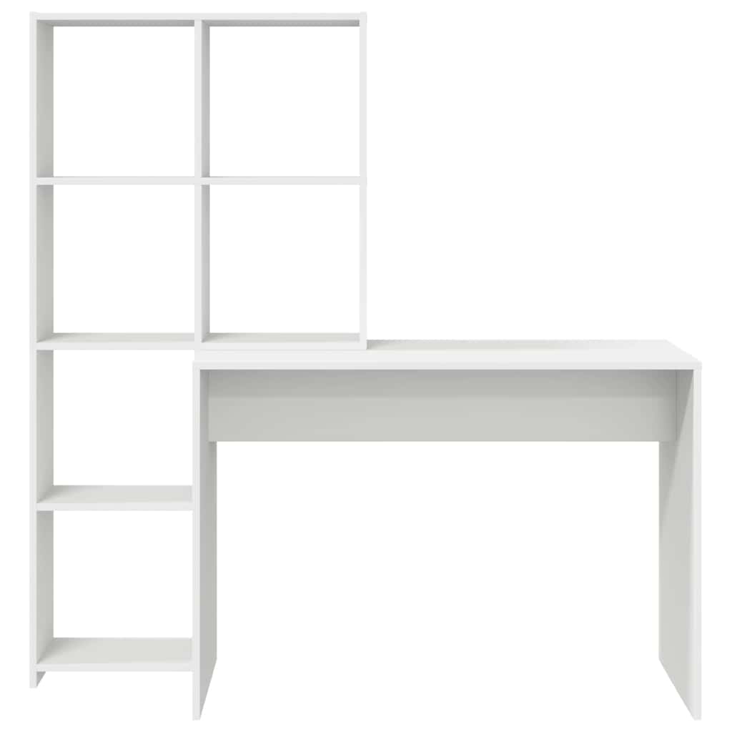 Asztal polcokkal tárolóval Fehér 138,5 x 55 x 143 cm Szerelt Fa