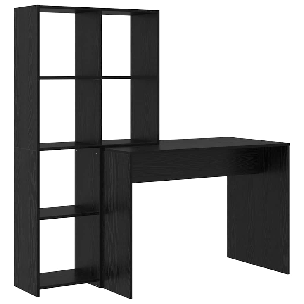 Asztal polcokkal Fekete tölgy 138,5 x 55 x 143 cm Szerelt Fa