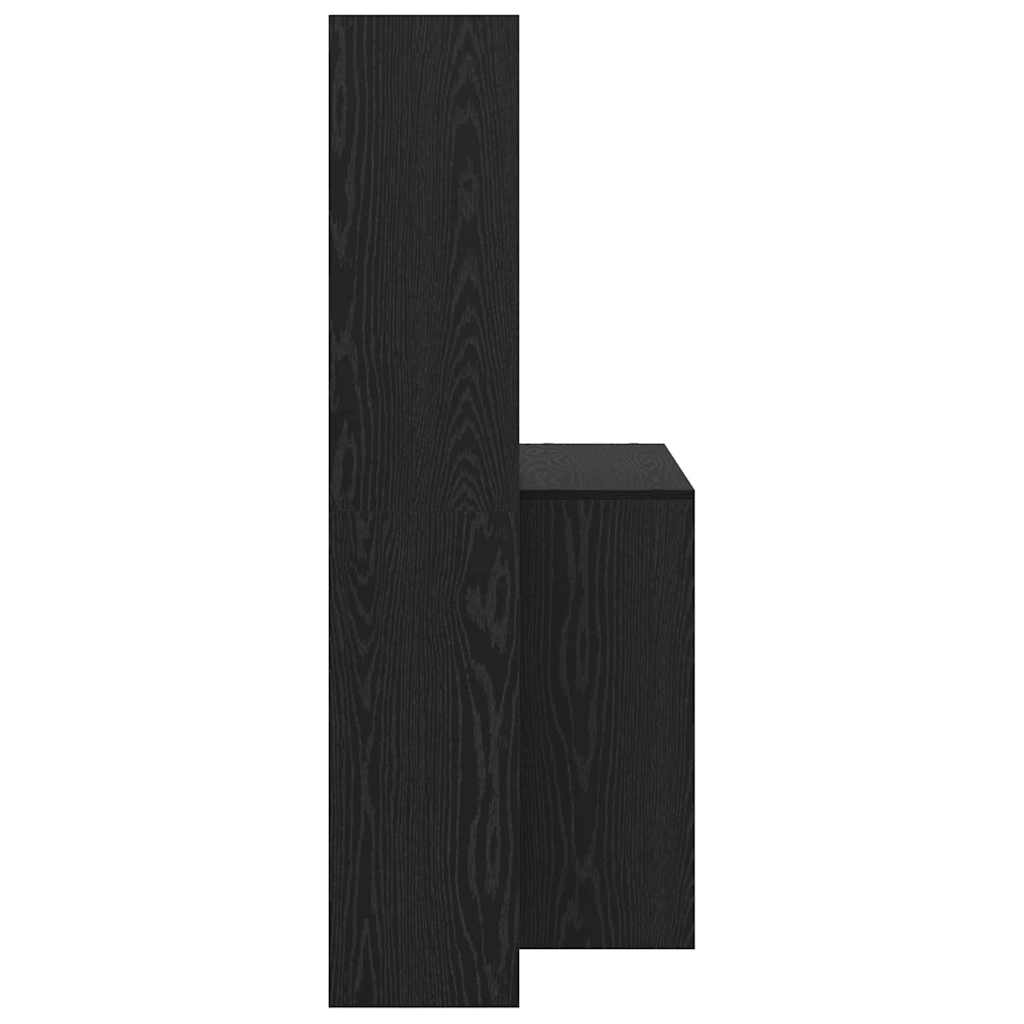 Asztal polcokkal Fekete tölgy 138,5 x 55 x 143 cm Szerelt Fa