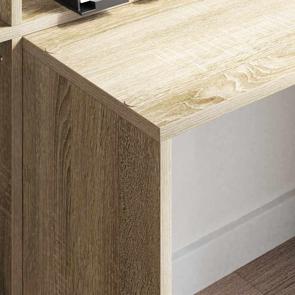 Asztal polcokkal Sonoma tölgy 138,5 x 55 x 143 cm Szerelt Fa