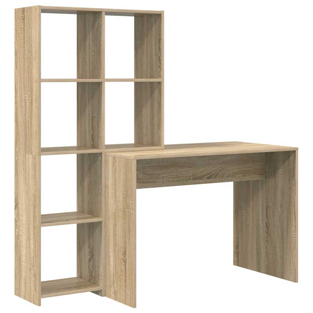 Asztal polcokkal Sonoma tölgy 138,5 x 55 x 143 cm Szerelt Fa