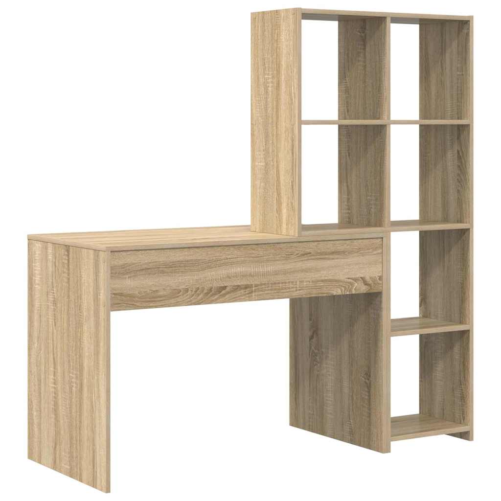 Asztal polcokkal Sonoma tölgy 138,5 x 55 x 143 cm Szerelt Fa