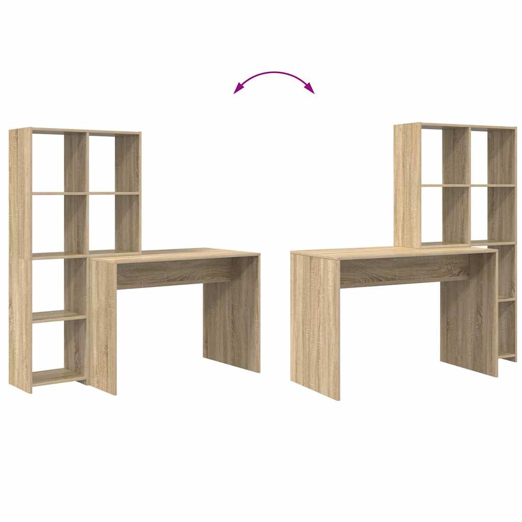 Asztal polcokkal Sonoma tölgy 138,5 x 55 x 143 cm Szerelt Fa