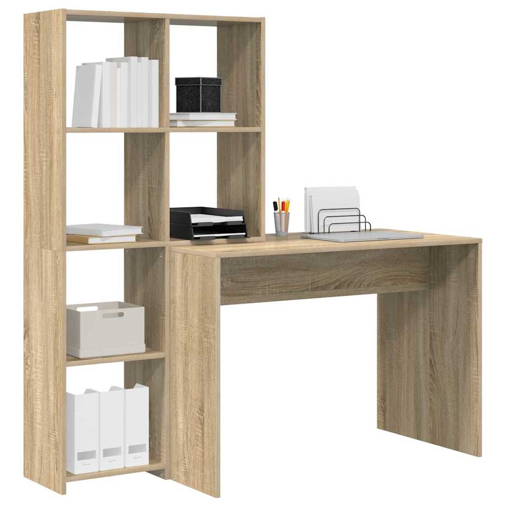 Asztal polcokkal Sonoma tölgy 138,5 x 55 x 143 cm Szerelt Fa