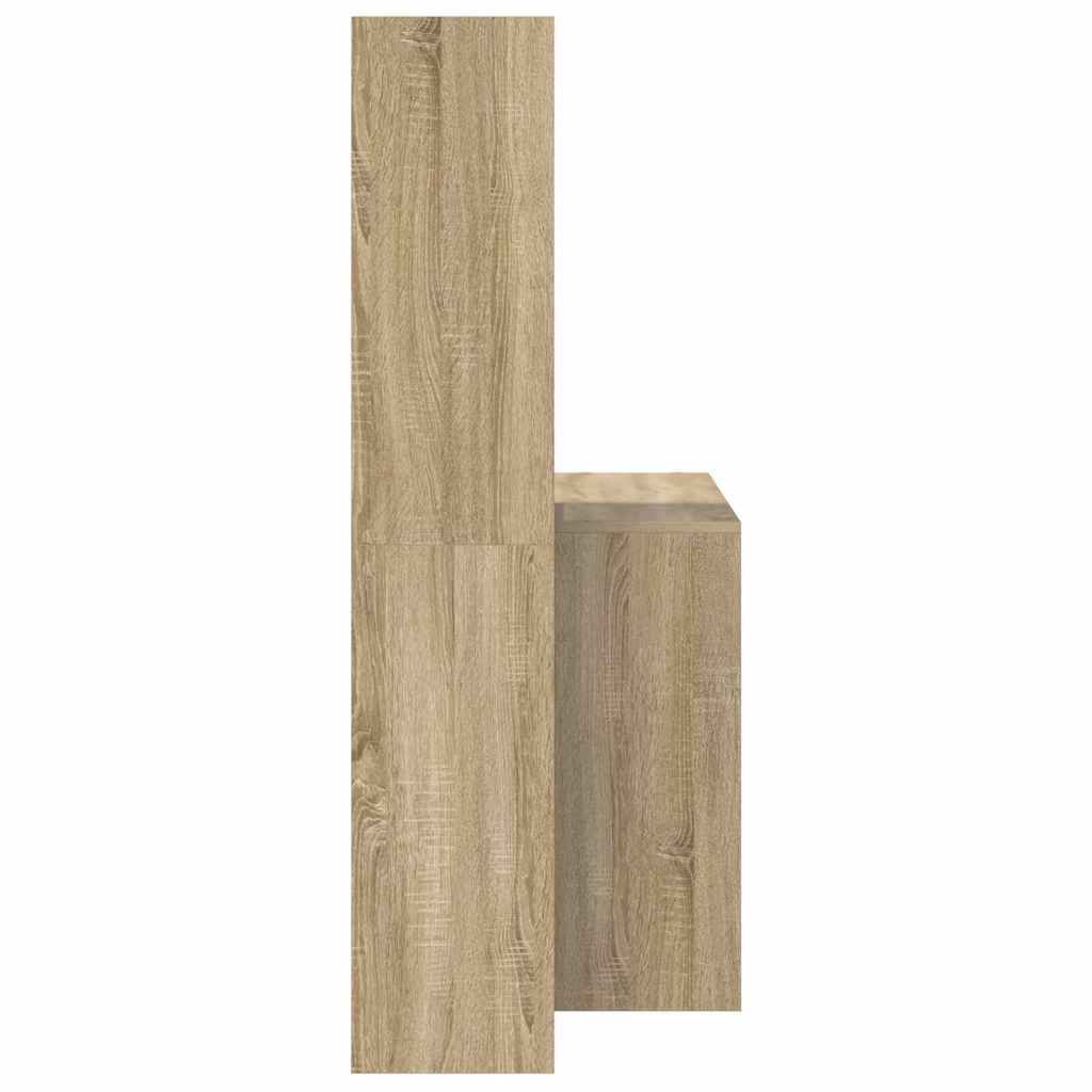 Asztal polcokkal Sonoma tölgy 138,5 x 55 x 143 cm Szerelt Fa