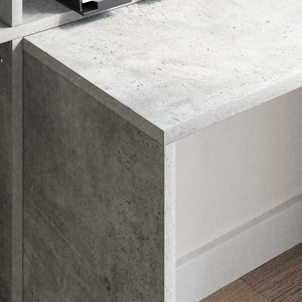 Asztal polcokkal Beton Szürke 138,5 x 55 x 143 cm Szerelt Fa