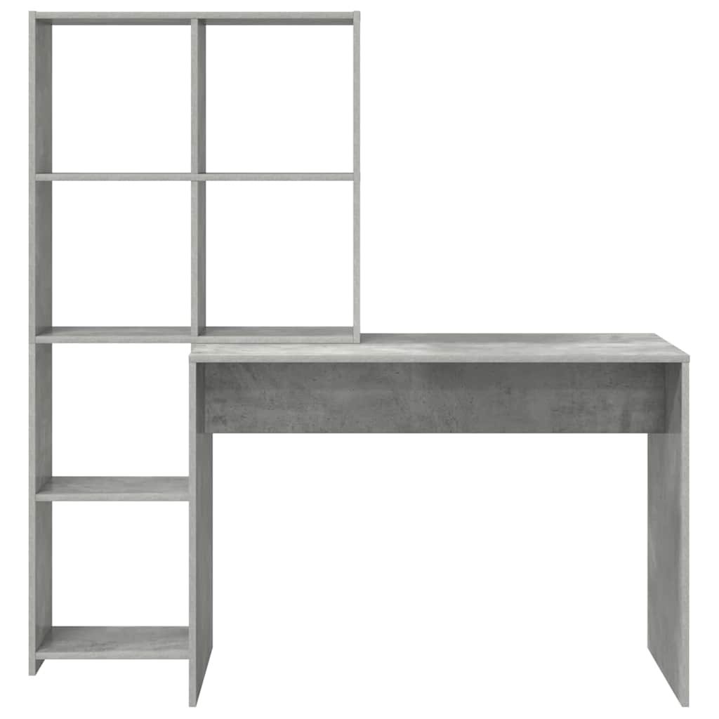 Asztal polcokkal Beton Szürke 138,5 x 55 x 143 cm Szerelt Fa