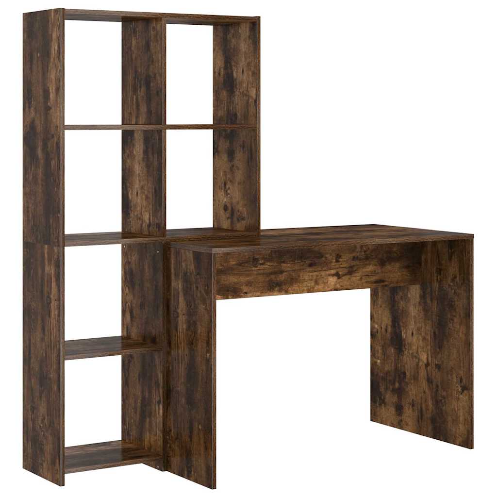 Asztal polcokkal Füstölt tölgy 138,5 x 55 x 143 cm Szerelt Fa
