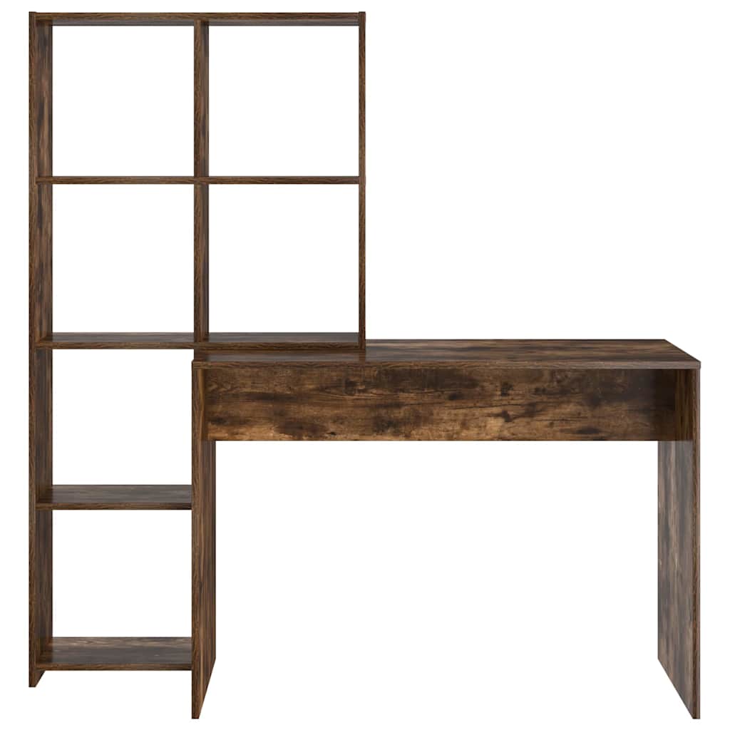 Asztal polcokkal Füstölt tölgy 138,5 x 55 x 143 cm Szerelt Fa