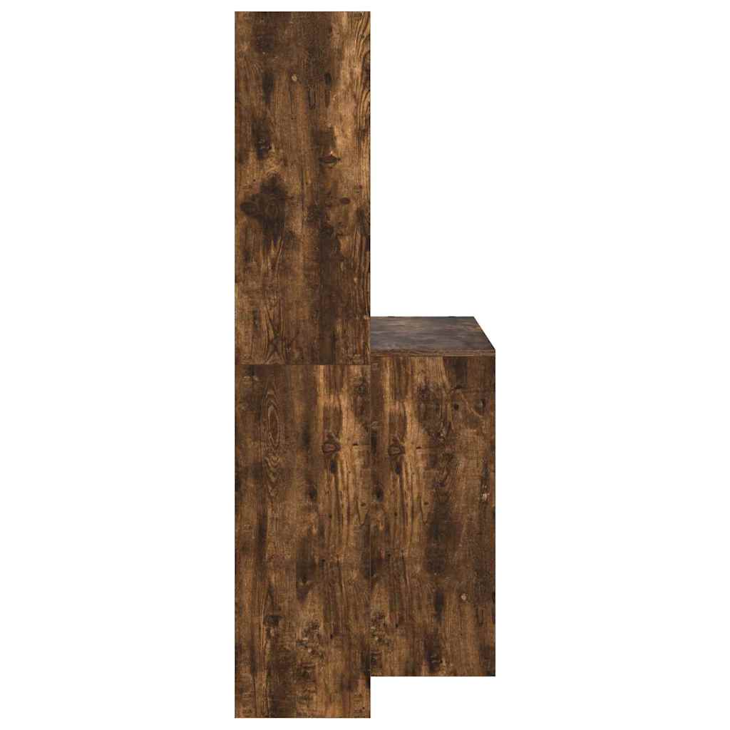 Asztal polcokkal Füstölt tölgy 138,5 x 55 x 143 cm Szerelt Fa