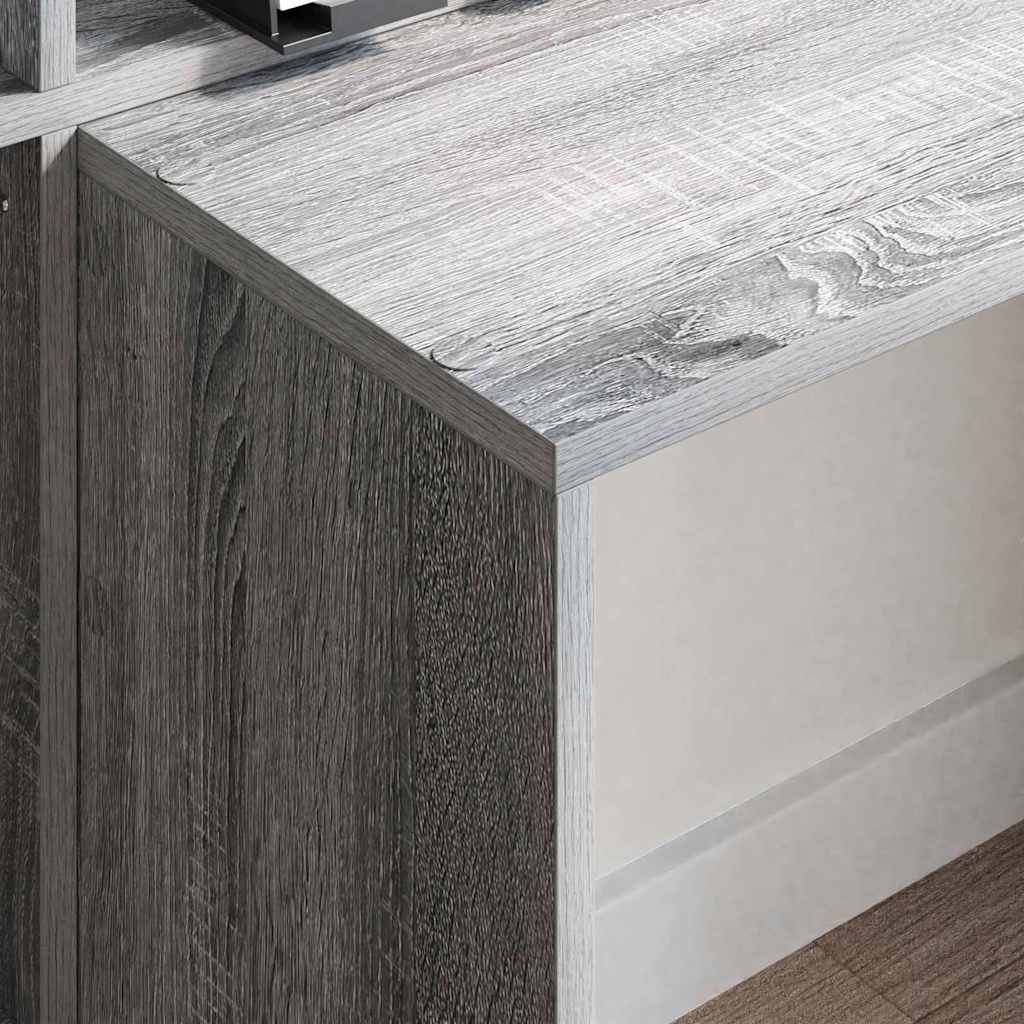 Asztal polcokkal Szürke Sonoma 138,5 x 55 x 143 cm Szerelt Fa