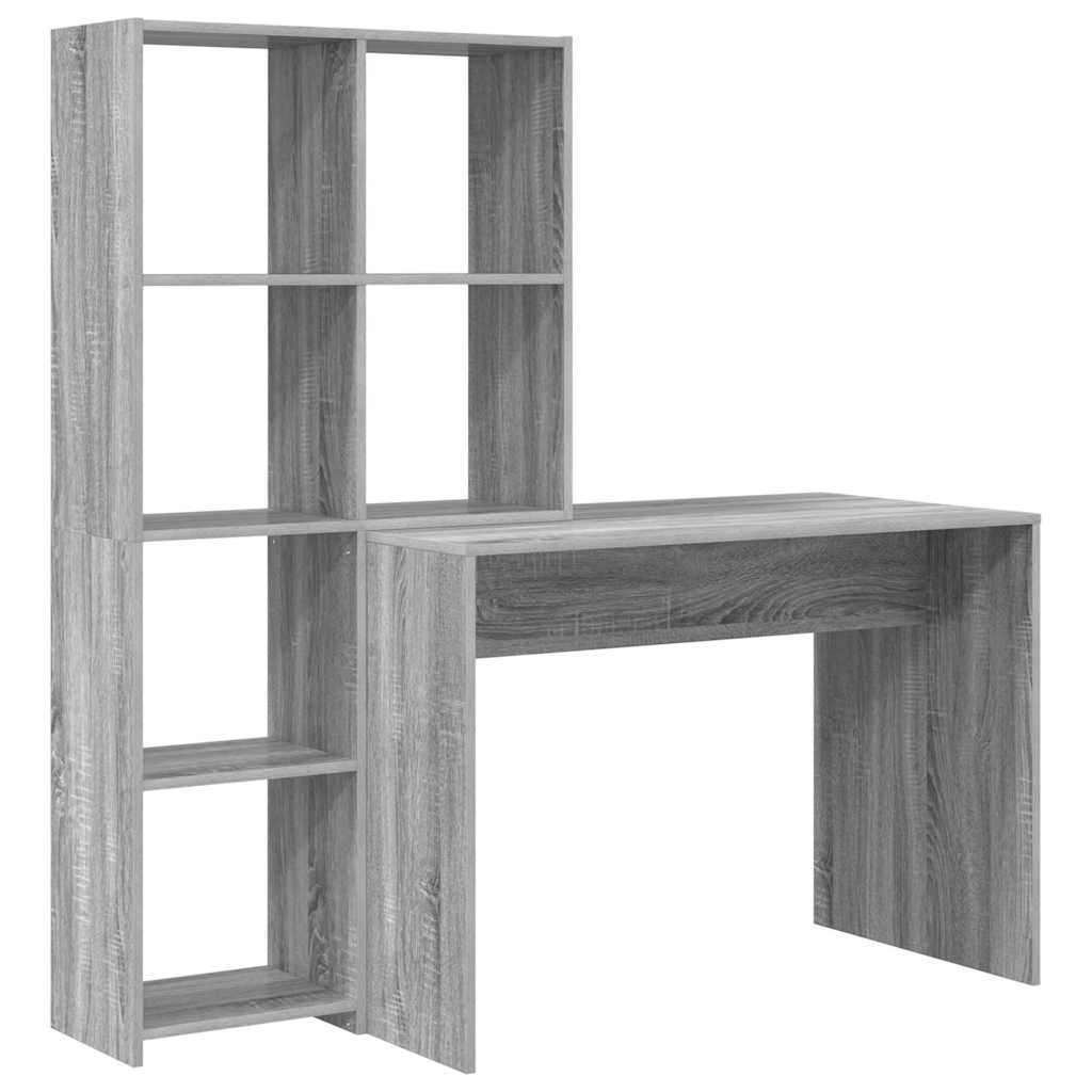 Asztal polcokkal Szürke Sonoma 138,5 x 55 x 143 cm Szerelt Fa