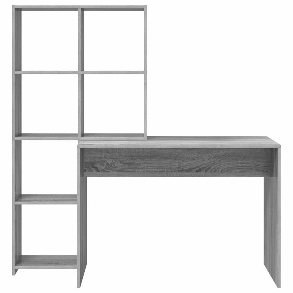 Asztal polcokkal Szürke Sonoma 138,5 x 55 x 143 cm Szerelt Fa