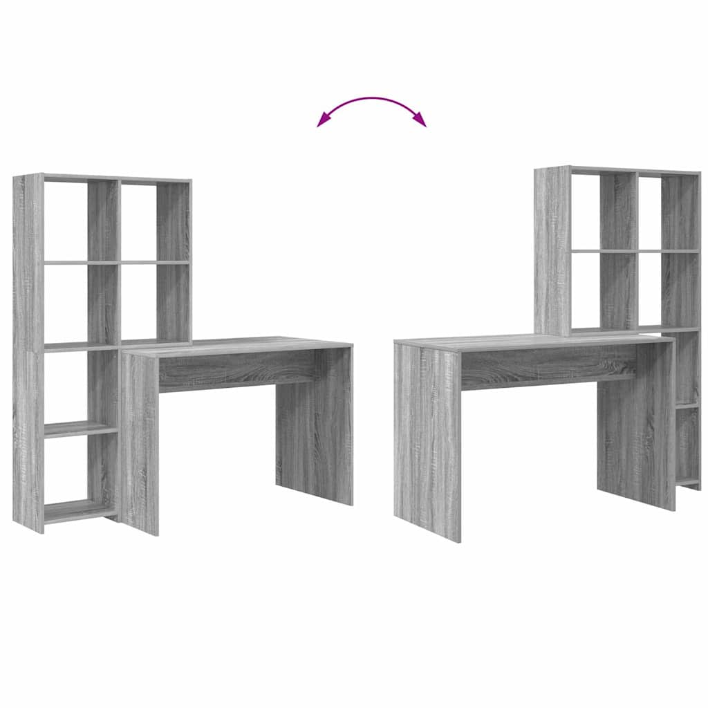 Asztal polcokkal Szürke Sonoma 138,5 x 55 x 143 cm Szerelt Fa