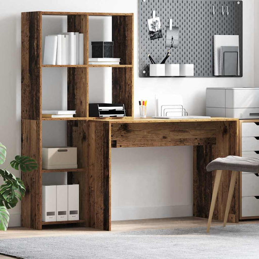 Asztal polcokkal tárolóval Öreg fa 138,5 x 55 x 143 cm Faanyag