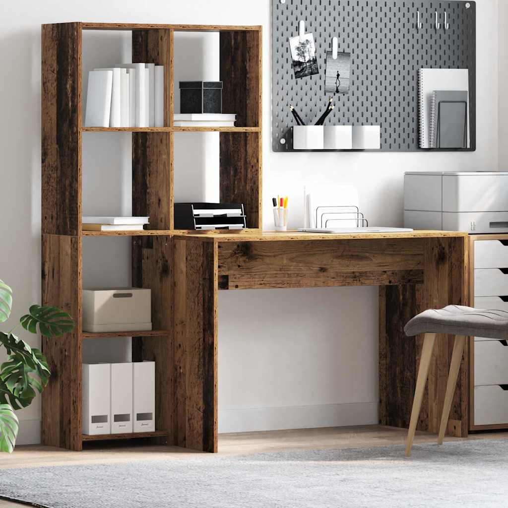 Asztal polcokkal tárolóval Öreg fa 138,5 x 55 x 143 cm Faanyag