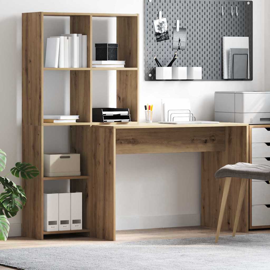 Asztal polcokkal Artisan tölgy 138,5 x 55 x 143 cm Szerelt Fa