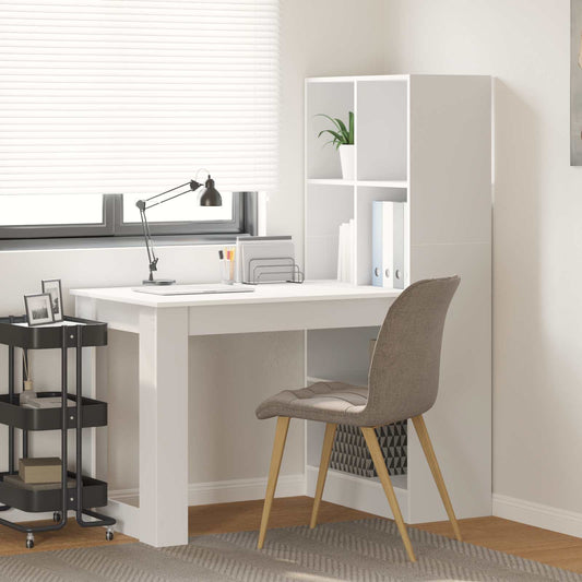 Asztal polcokkal tárolóval Fehér 122 x 67 x 145 cm Faanyag