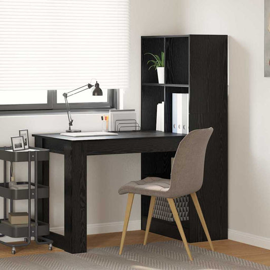 Asztal polcokkal Fekete tölgy 122 x 67 x 145 cm Faanyag