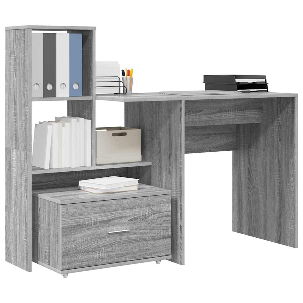 Asztal fiókkal Szürke Sonoma 131,5 x 50 x 106,5 cm Faanyag