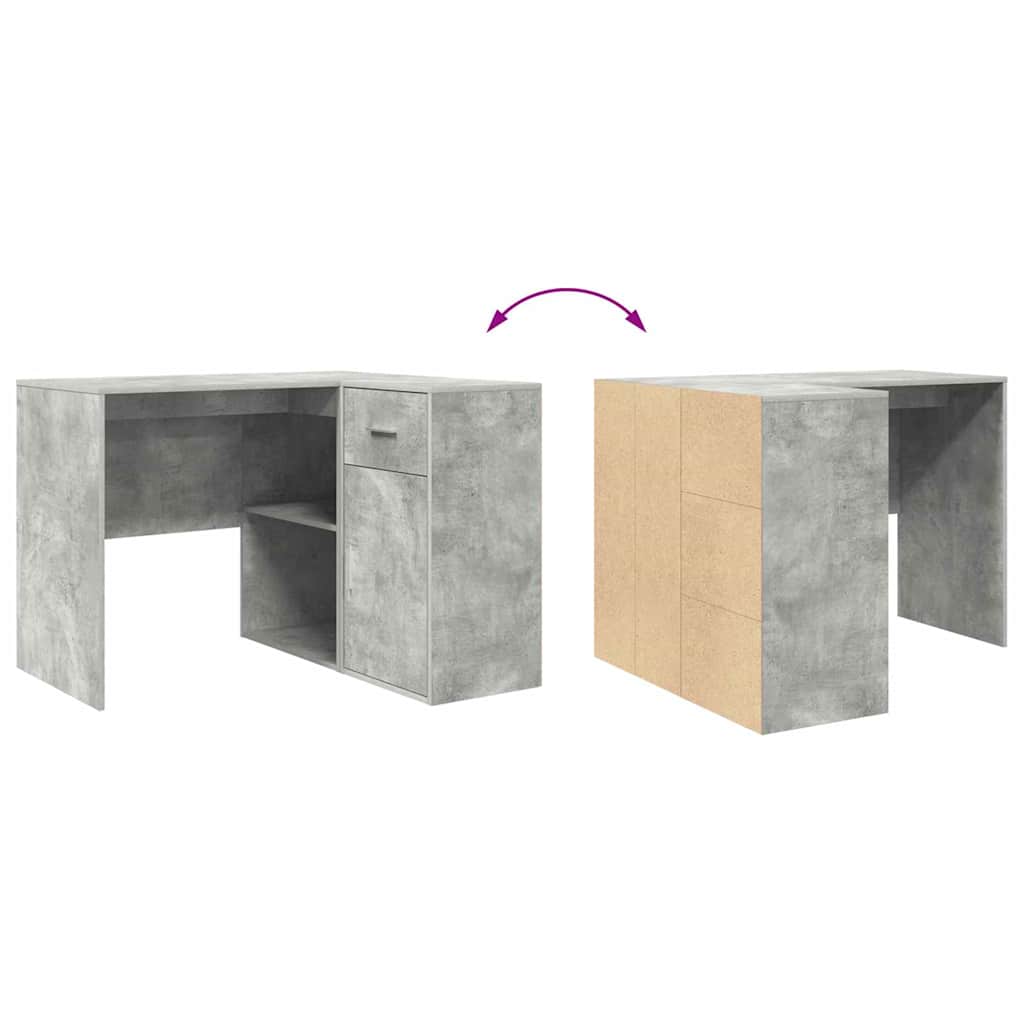 Sarokíróasztal fiókkal Beton Szürke 102 x 88 x 75 cm