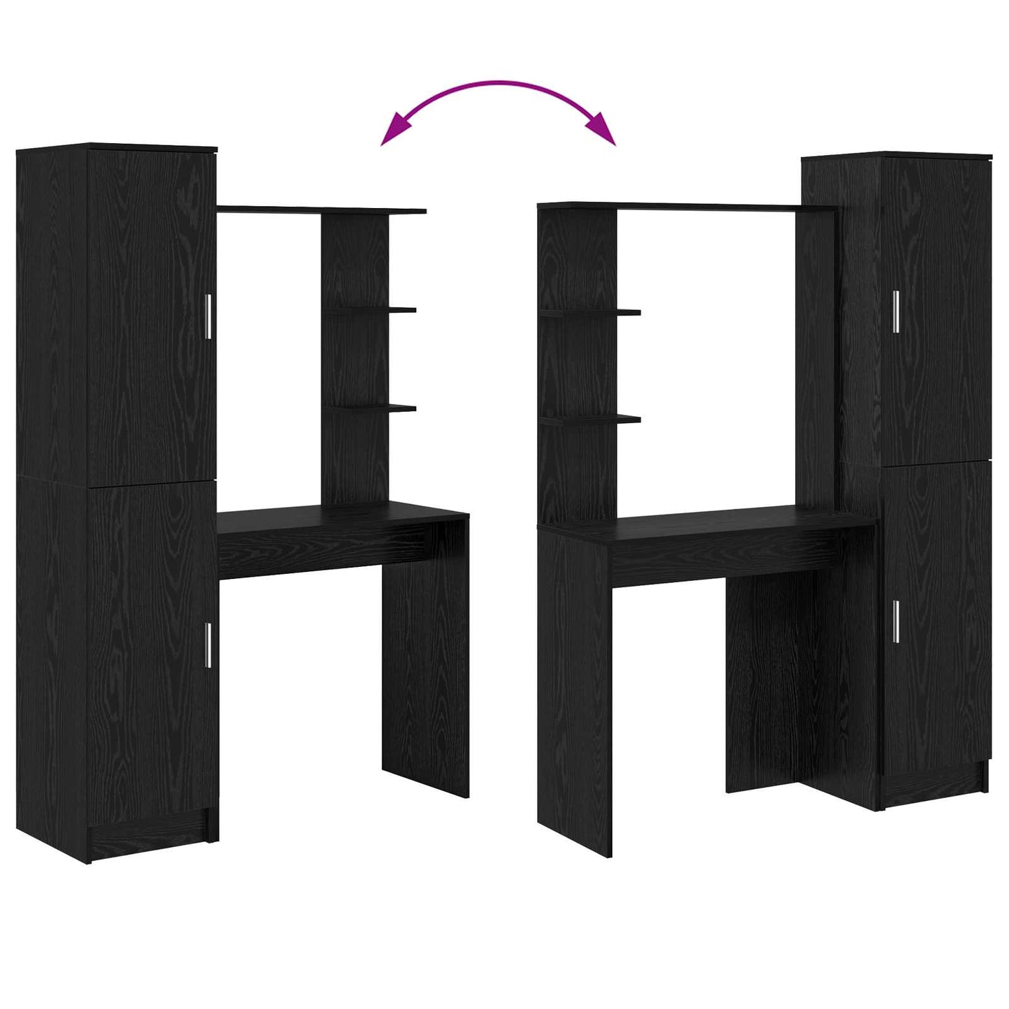 Asztal 2 pcs Fekete tölgy